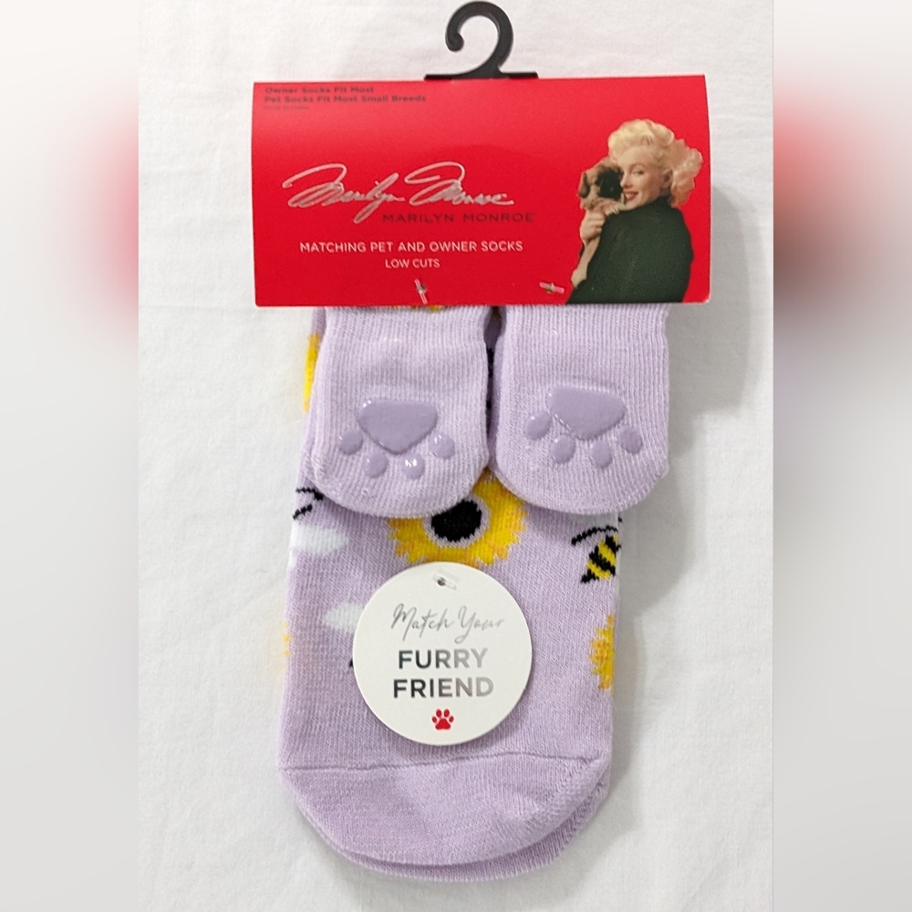 Marilyn Monroe Matching Pet And Owner Socks, Low Cuts,Bee Kind Purple Color,NEW